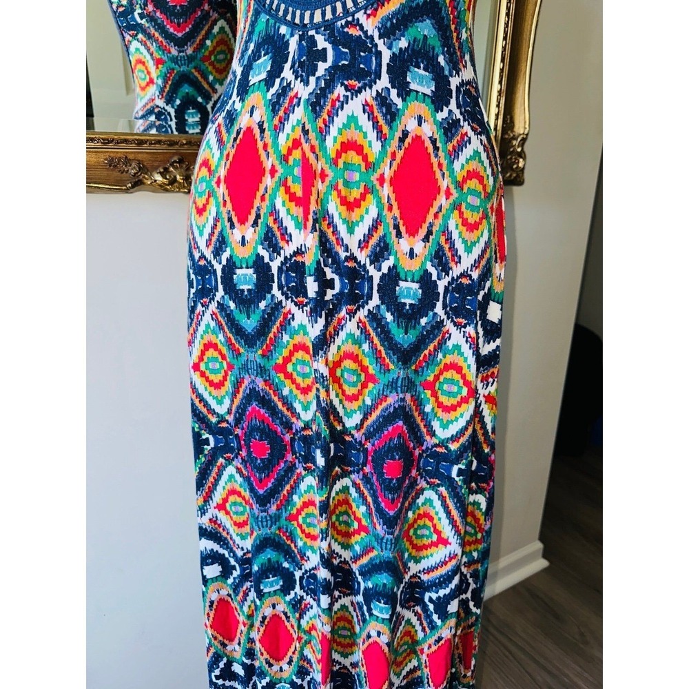 FP3 Ella Moss Anthropologie Maxi Dress Aztec Print Crochet Back Size XS Women's - Picture 6 of 9